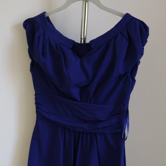 Diane von Furstenberg Dress Royal Blue Stretch Woven Cap-Sleeve Size 8 - Picture 5 of 10